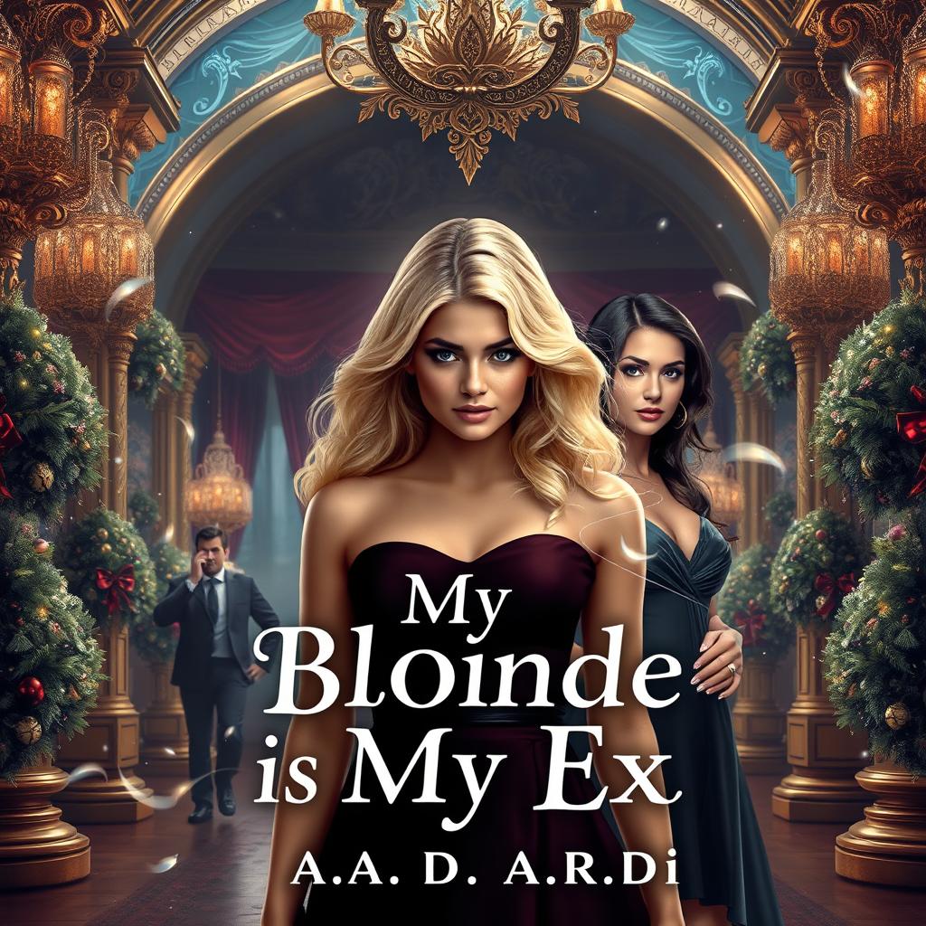 A captivating book cover for a fantasy romance novel titled "My Blonde is My Ex" by A