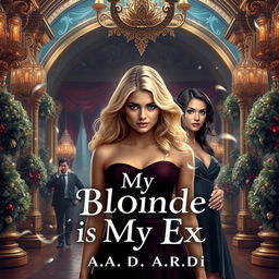 A captivating book cover for a fantasy romance novel titled "My Blonde is My Ex" by A