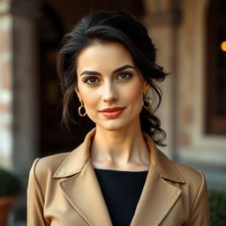 A 37-year-old European woman with dark hair