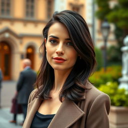 A 37-year-old European woman with dark hair