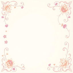 A beautifully designed, intricate background for a letter, featuring soft pastel colors, delicate floral patterns, and elegant swirls