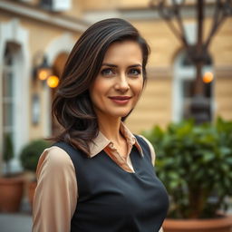 A 37-year-old European woman with dark hair