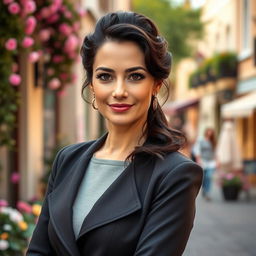 A 37-year-old European woman with dark hair and fair skin