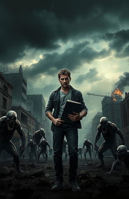A dystopian landscape following a deadly virus outbreak that mutated humans into monstrous creatures, showcasing a grim urban environment filled with chaos and destruction