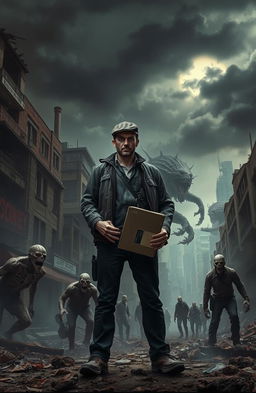 A dystopian landscape following a deadly virus outbreak that mutated humans into monstrous creatures, showcasing a grim urban environment filled with chaos and destruction
