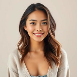 An attractive young woman with natural beauty and light makeup, featuring a toned physique