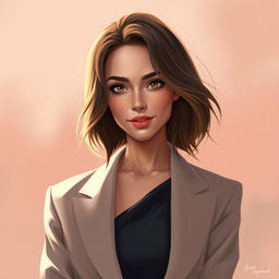 A stylized digital portrait of Ariane Gaudard, showcasing her captivating features and graceful presence