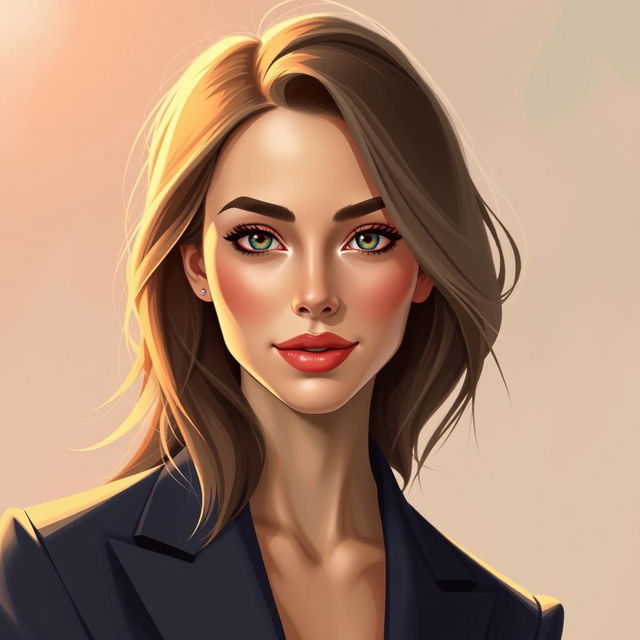 A stylized digital portrait of Ariane Gaudard, showcasing her captivating features and graceful presence