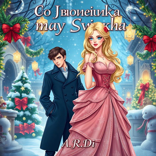 An enchanting book cover for a fantasy romance titled 'Моя блондинка - мой бывший'