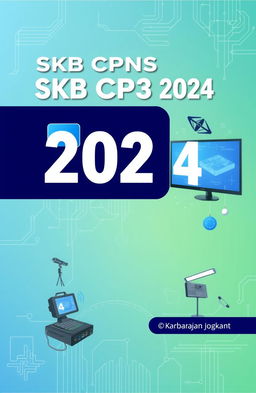 A detailed book cover design for the SKB CPNS 2024, specifically tailored for the position of Technisi Siaran Ahli Pertama at Kominfo