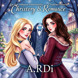 A captivating book cover for a fantasy romance featuring a blonde woman and a brunette woman, with a man in a woman's body standing protectively behind the blonde