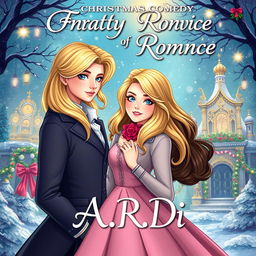 A captivating book cover for a fantasy romance featuring a blonde woman and a brunette woman, with a man in a woman's body standing protectively behind the blonde