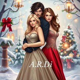 An enchanting book cover for a fantasy romance about protagonists featuring a blonde woman and a brunette woman