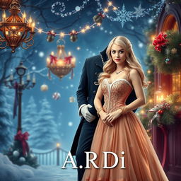 An enchanting book cover for a fantasy romance about protagonists featuring a blonde woman and a brunette woman
