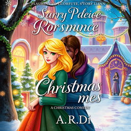 An enchanting book cover for a fantasy romance featuring a blonde woman and a brunette woman, accompanied by a scared man who stands protectively behind the blonde