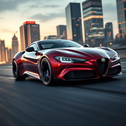A stunning prototype Alfa Romeo sports car, showcasing a sleek, aerodynamic design with aggressive lines and a bold front grille
