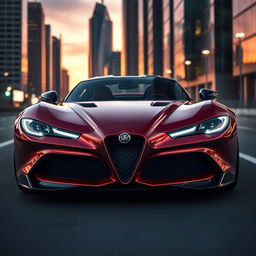 A stunning prototype Alfa Romeo sports car, showcasing a sleek, aerodynamic design with aggressive lines and a bold front grille