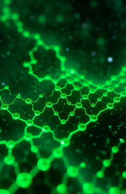 Green-blue carbon quantum dots with a structured graphene appearance, showcasing intricate patterns that resemble the lattice structure of graphene