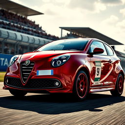 A stunning Alfa Romeo Mito race car, showcasing its sleek and aerodynamic design