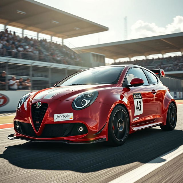 A stunning Alfa Romeo Mito race car, showcasing its sleek and aerodynamic design