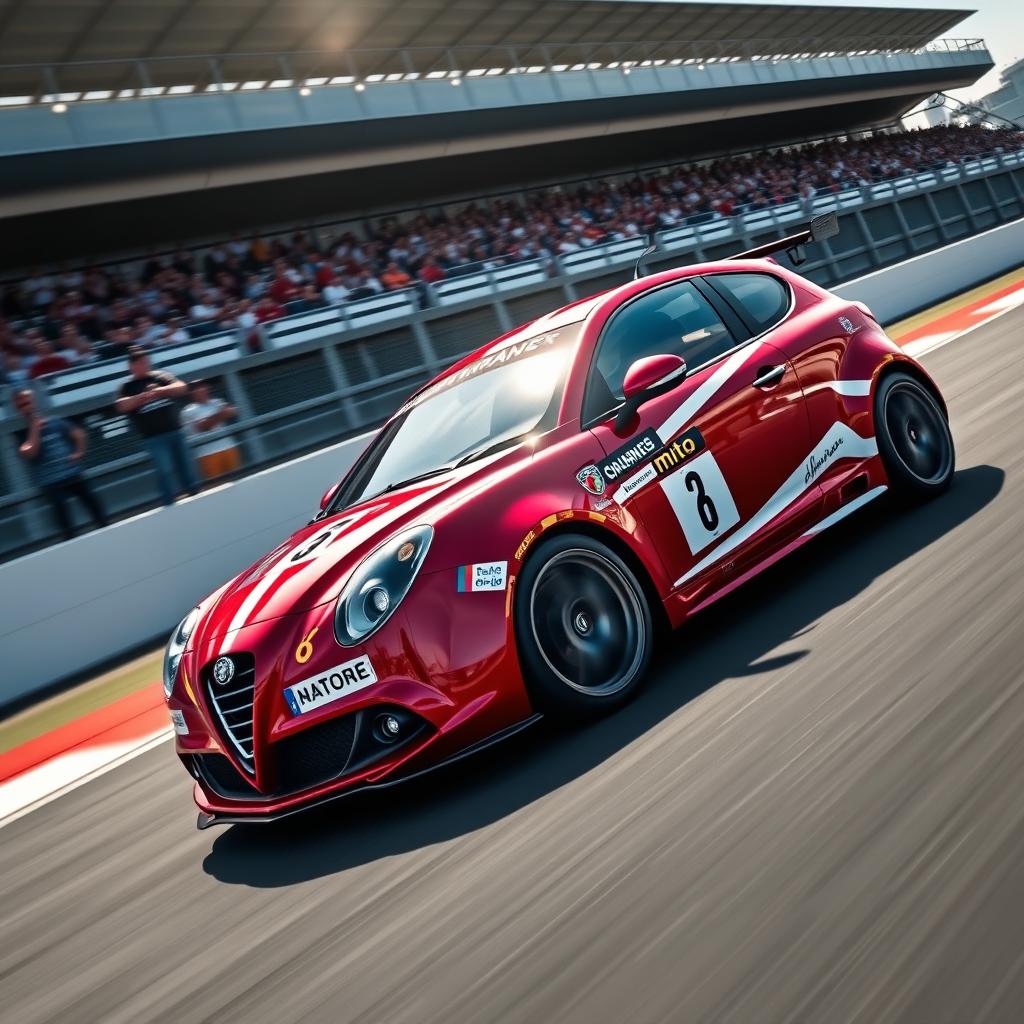 A stunning Alfa Romeo Mito race car, showcasing its sleek and aerodynamic design