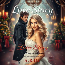 A captivating book cover for a love story set in a fantasy world, featuring a blonde woman and a brunette woman