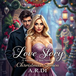 A captivating book cover for a love story set in a fantasy world, featuring a blonde woman and a brunette woman