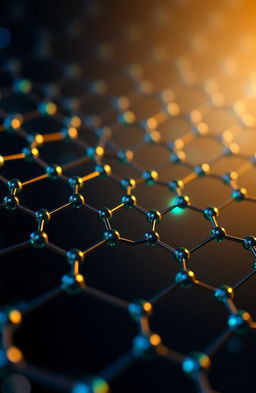 A beautiful, intricate depiction of carbon quantum dots arranged in a graphene structure, showcasing the unique honeycomb lattice pattern characteristic of graphene