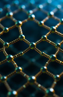 A beautiful, intricate depiction of carbon quantum dots arranged in a graphene structure, showcasing the unique honeycomb lattice pattern characteristic of graphene