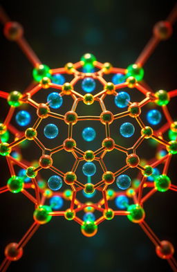 A beautiful, intricate depiction of carbon quantum dots arranged in a graphene structure, showcasing the unique honeycomb lattice pattern characteristic of graphene