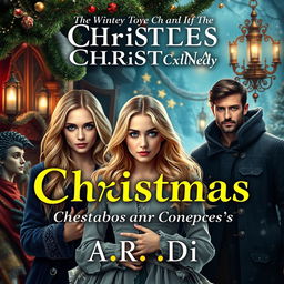 A captivating book cover for a fantasy story featuring a blonde woman, a brunette woman, and a man standing protectively behind the blonde