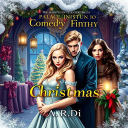 A captivating book cover for a fantasy story featuring a blonde woman, a brunette woman, and a man standing protectively behind the blonde