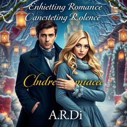 An enchanting book cover for a fantasy romance featuring a blonde woman and a brunette woman