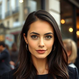 A 30-year-old French woman with natural beauty, featuring sophisticated facial features