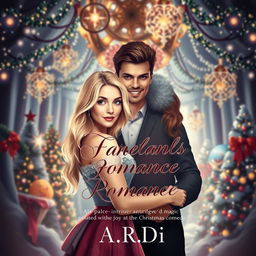 A whimsical book cover for a fantasy romance featuring a blonde woman and a brunette woman, with a scared man standing protectively behind the blonde