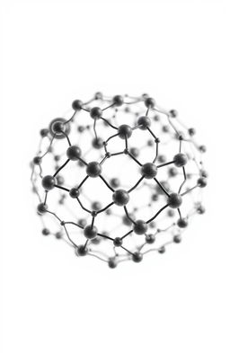 Nanoparticles of carbon with a graphene structure, filled with amorphous structures that form a larger crystalline network in the shape of a sphere