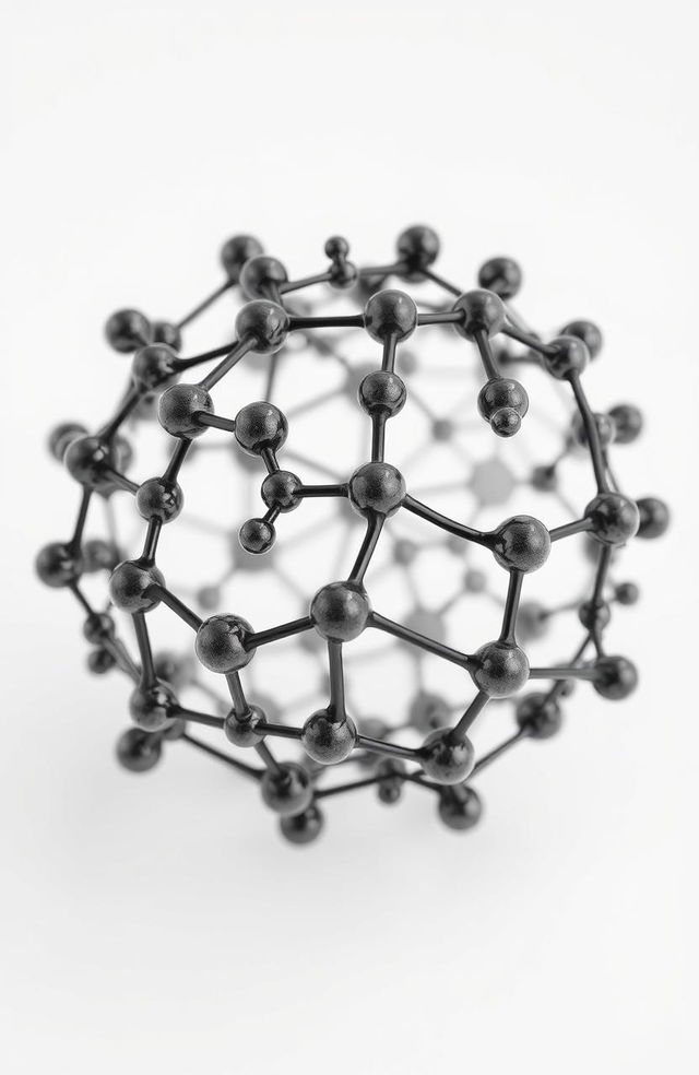 Nanoparticles of carbon with a graphene structure, filled with amorphous structures that form a larger crystalline network in the shape of a sphere