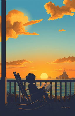 A soft landscape depicting Storm Pier under a clear sky and a warm sunset, symbolizing tranquility and nostalgia