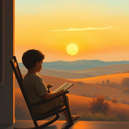 A soft landscape featuring a clear sky adorned with a warm sunset that symbolizes tranquility and nostalgia