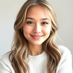 An attractive young woman aged 30-35 with natural beauty and light makeup, featuring a toned physique