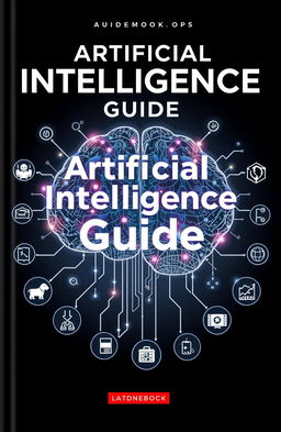 A detailed and engaging guidebook cover representing artificial intelligence