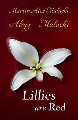 A stunning white lily flower floating elegantly in a pool of deep red blood