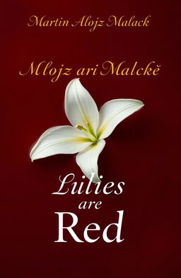 A stunning white lily flower floating elegantly in a pool of deep red blood