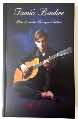 A dark yet classy book cover featuring a young male guitarist sitting in a shadowy, atmospheric setting