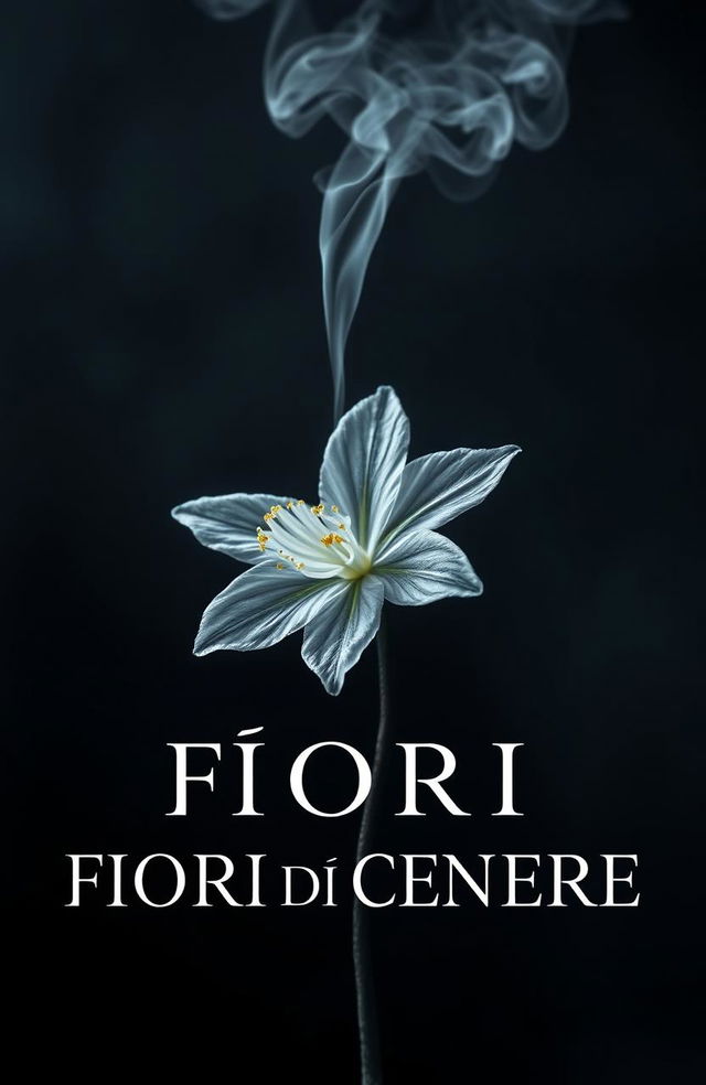 A beautifully haunting book cover for 'FIORI DI CENERE' by DPH, encapsulating the essence of a dark romance MM