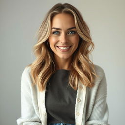 An attractive woman aged 40 with natural beauty and light makeup, featuring a toned physique