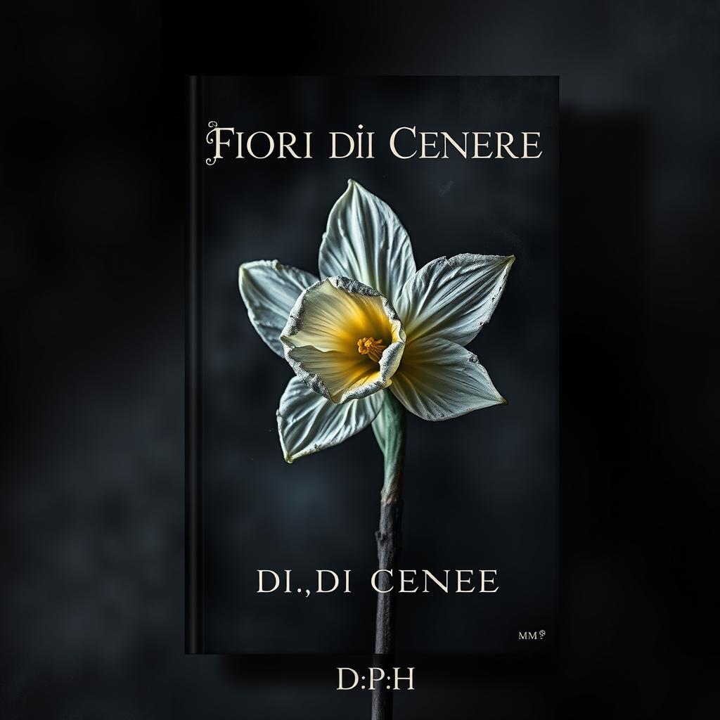 A captivating book cover for a dark romance MM titled 'FIORI DI CENERE', featuring the author's name 'DPH'