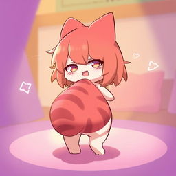 A captivating and playful portrayal of Neco-Arc, a chibi catgirl character from the Tsukihime universe, with an exaggeratedly large and attractive backside