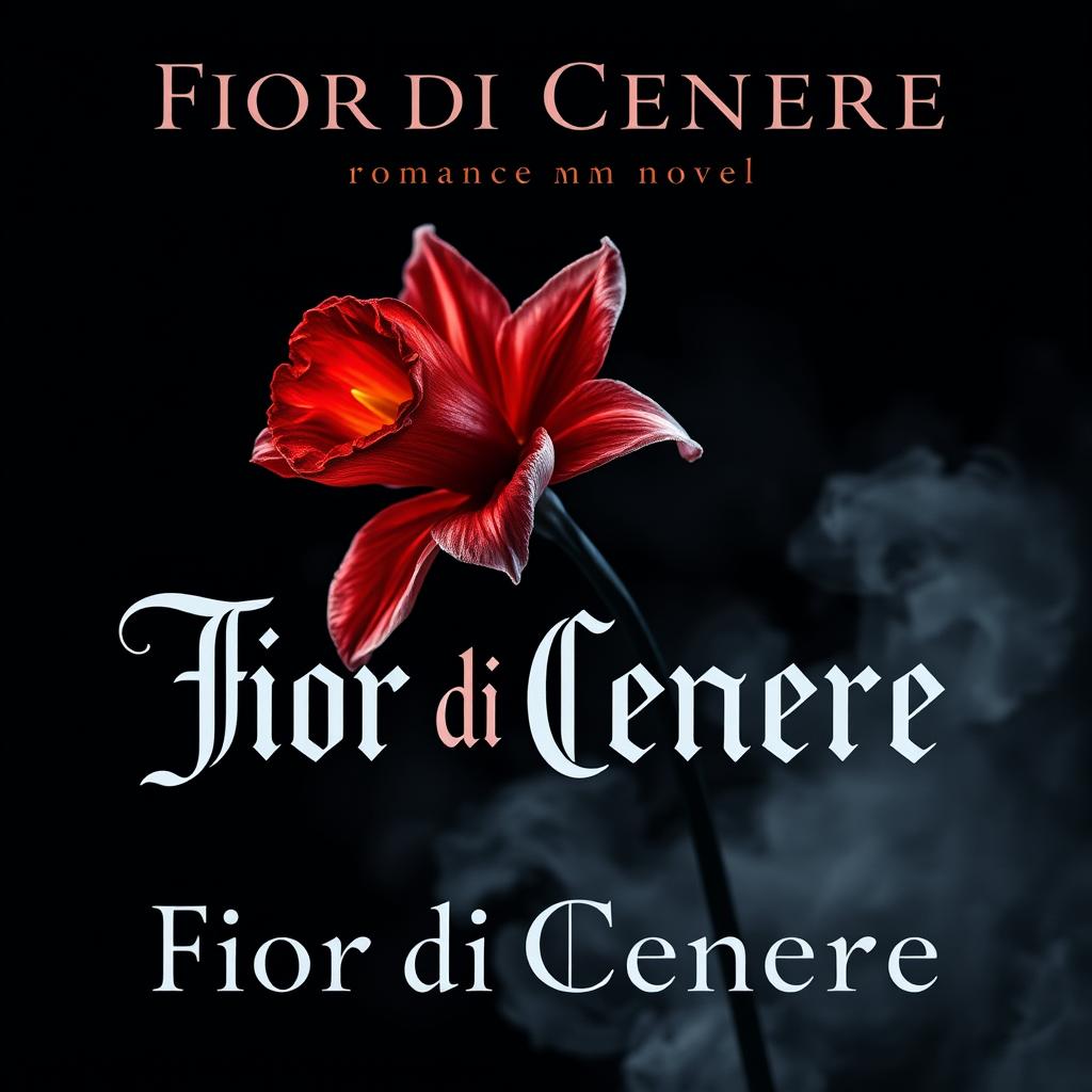 A captivating book cover for a dark romance MM novel titled 'Fior di Cenere'