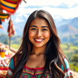 A stunning Peruvian woman in her early twenties, showcasing her natural beauty and confidence
